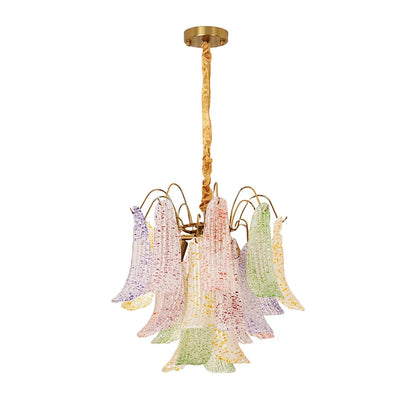 Hand-blown Wave Point Murano Glass Chandelier