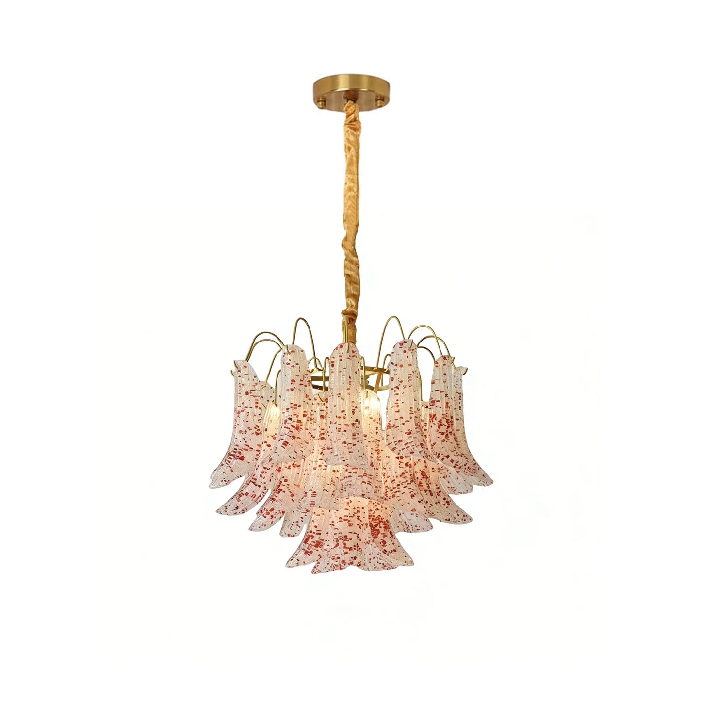 Hand-blown Wave Point Murano Glass Chandelier
