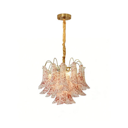 Hand-blown Wave Point Murano Glass Chandelier