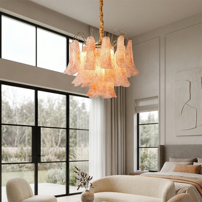 Hand-blown Wave Point Murano Glass Chandelier