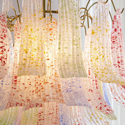 Hand-blown Wave Point Murano Glass Chandelier