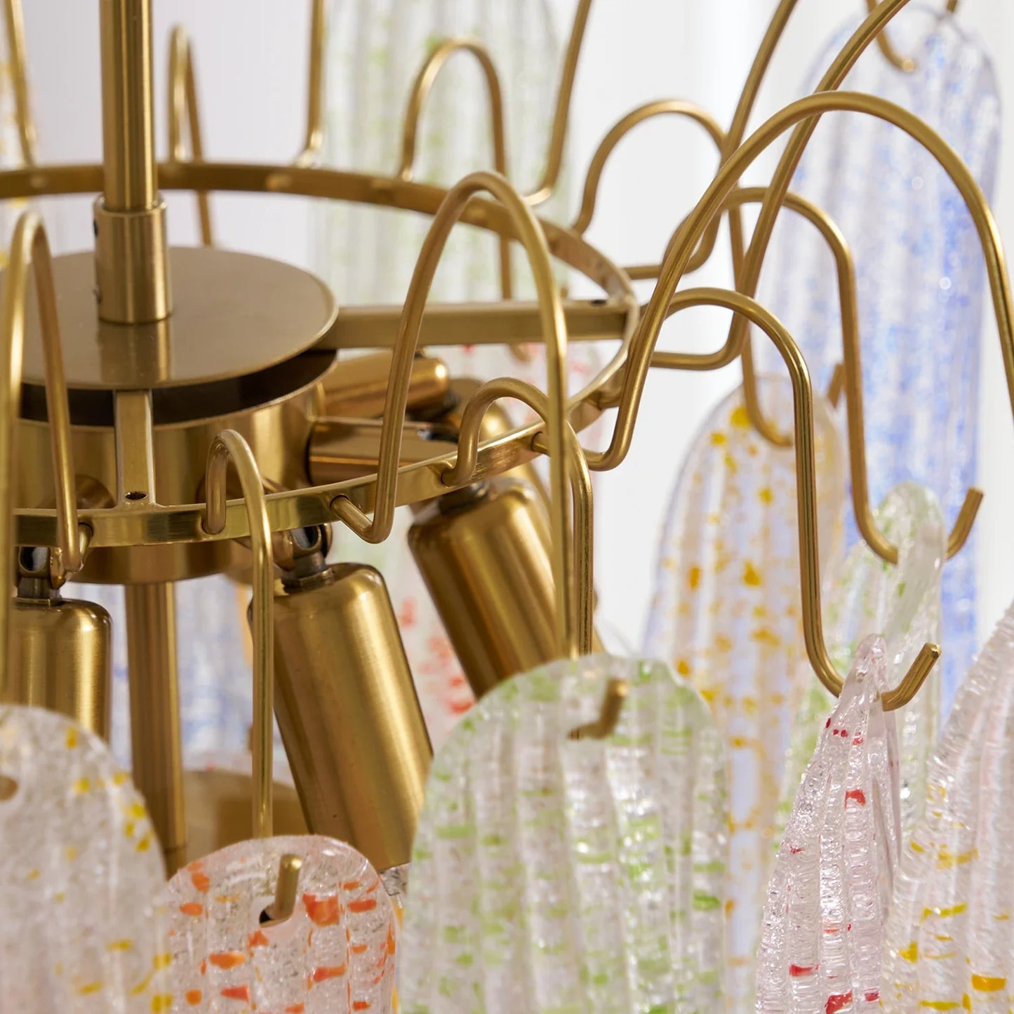 Hand-blown Wave Point Murano Glass Chandelier