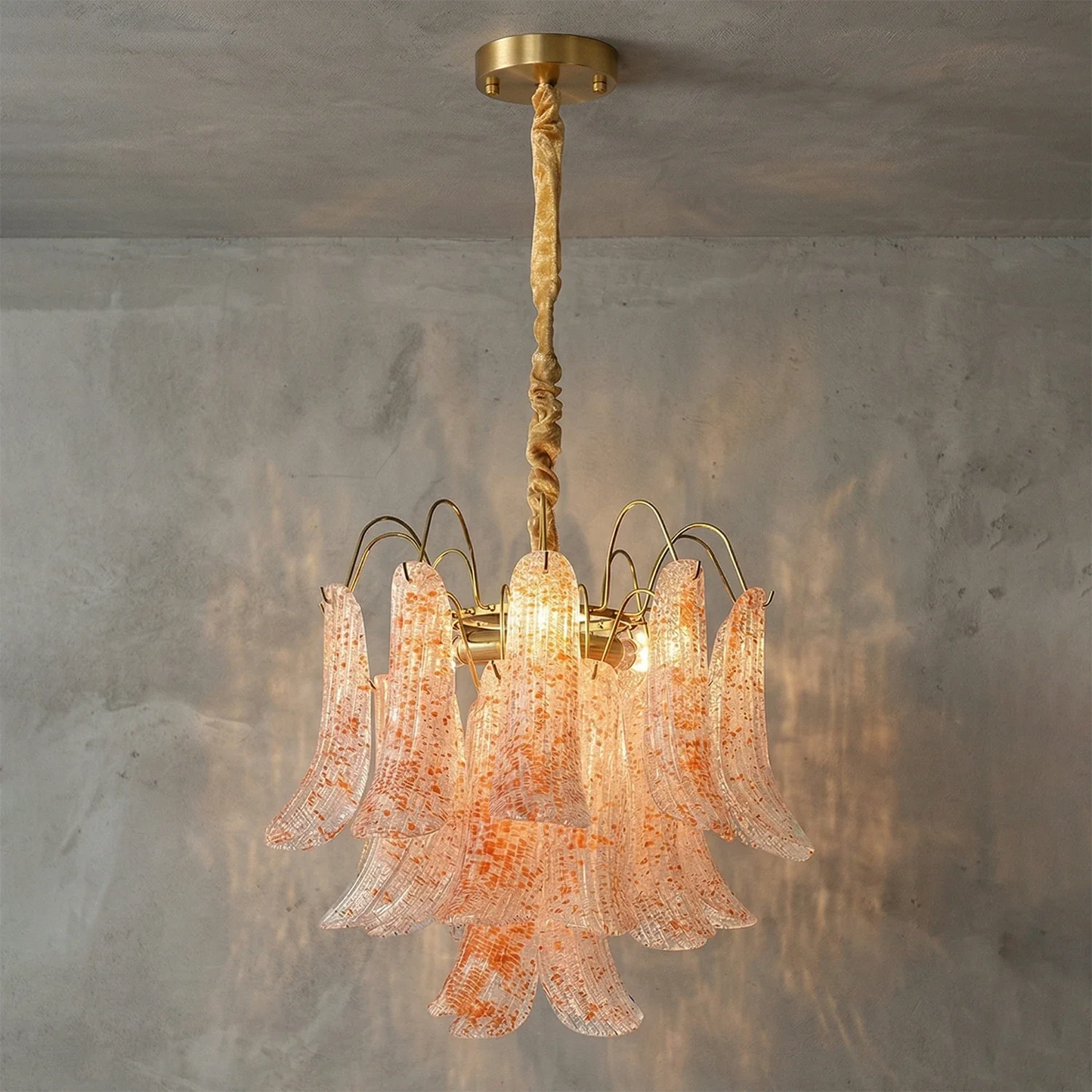 Hand-blown Wave Point Murano Glass Chandelier