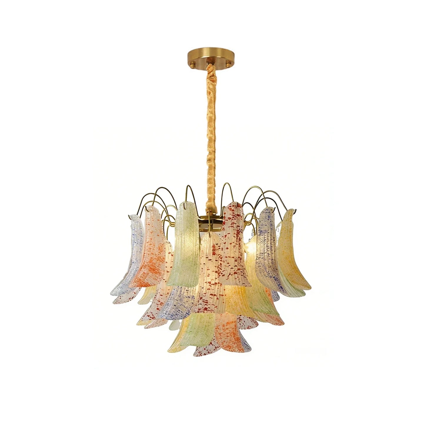 Hand-blown Wave Point Murano Glass Chandelier