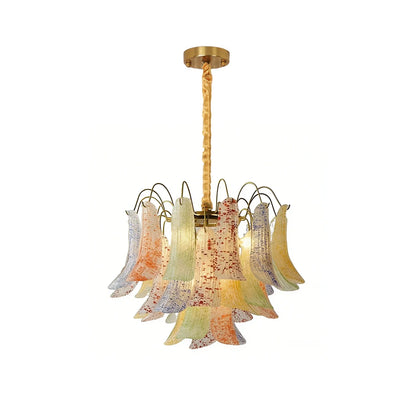 Hand-blown Wave Point Murano Glass Chandelier