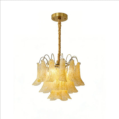 Hand-blown Wave Point Murano Glass Chandelier