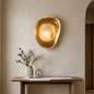 Hand-Crafted Hammered Metal Lotus Leaf Wall Sconce