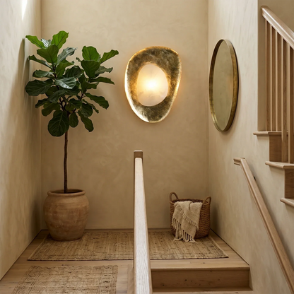 Hand-Crafted Hammered Metal Lotus Leaf Wall Sconce