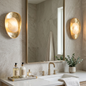 Hand-Crafted Hammered Metal Lotus Leaf Wall Sconce