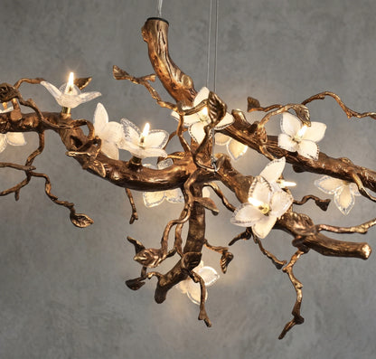 Handcrafted Sculptural Floral Branch Chandelier