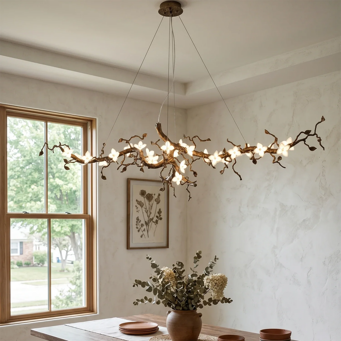 Handcrafted Sculptural Floral Branch Chandelier