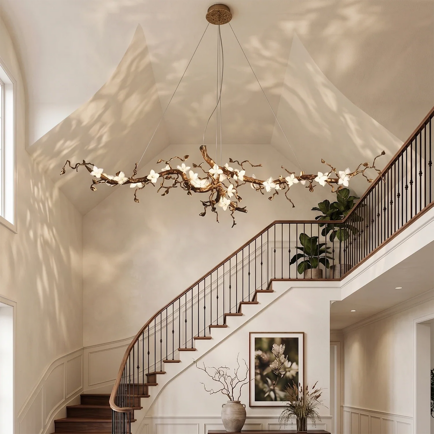 Handcrafted Sculptural Floral Branch Chandelier