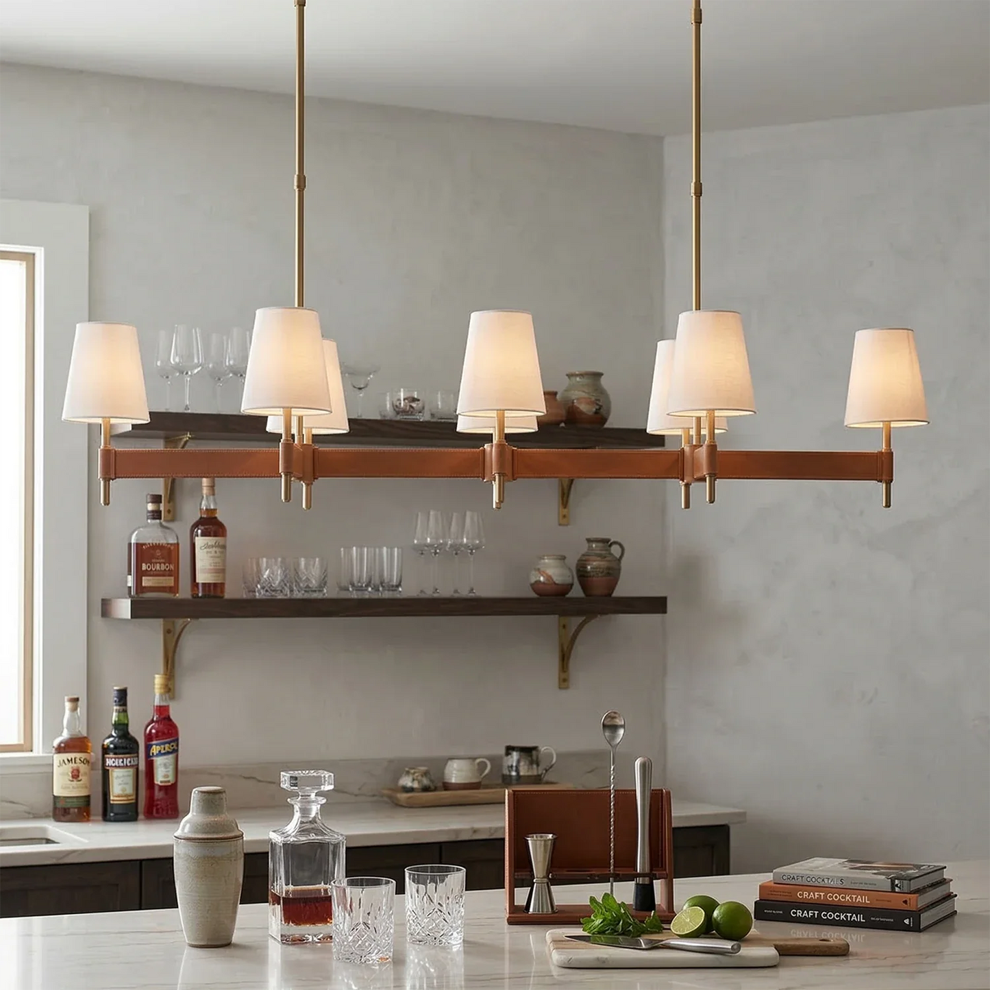 Bramley Leather & Copper Chandelier