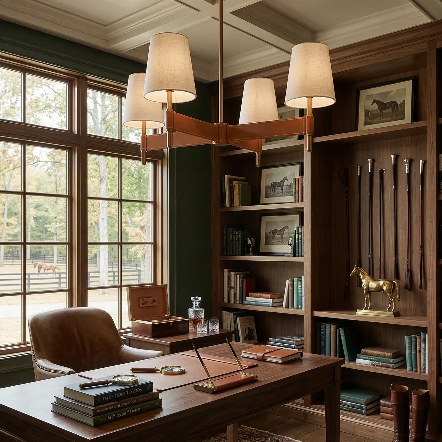 Bramley Leather & Copper Chandelier