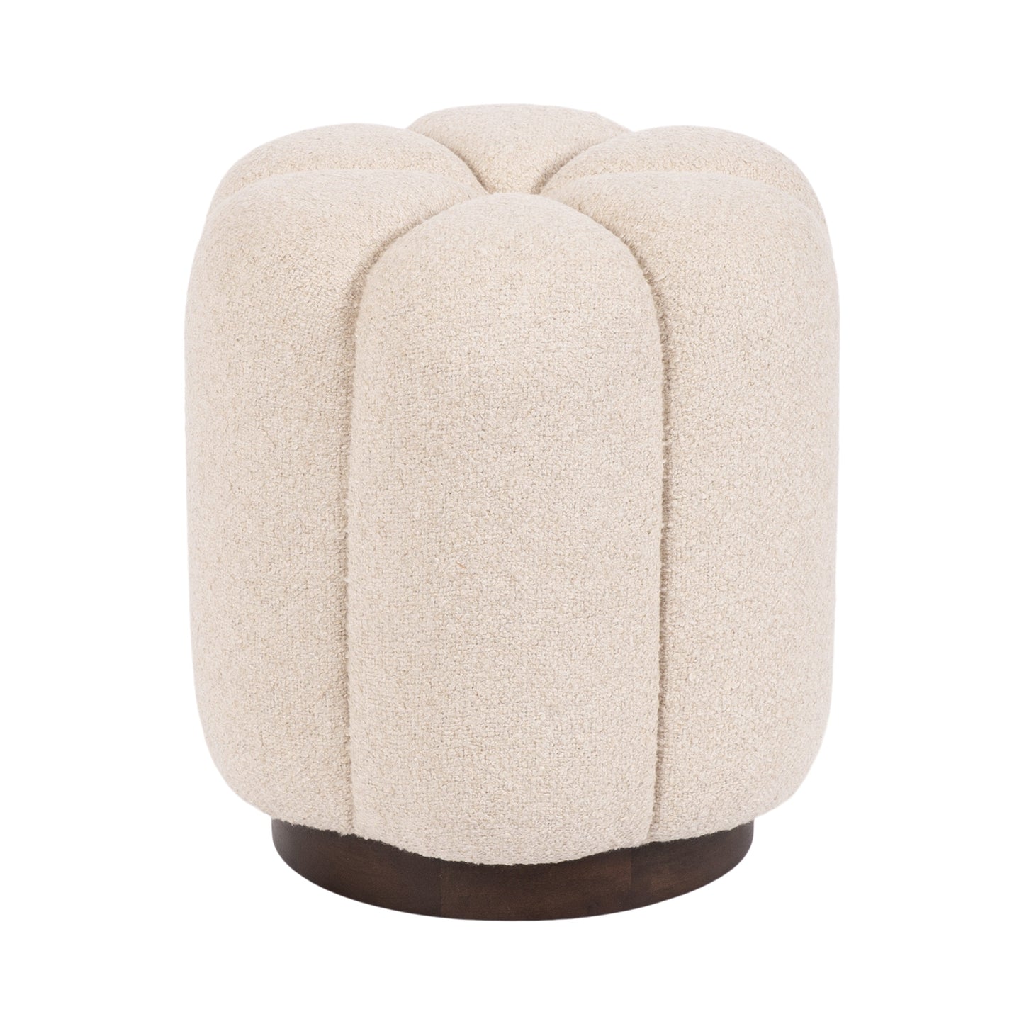 Lucida Round Tufted Ottoman Fabric and Wood