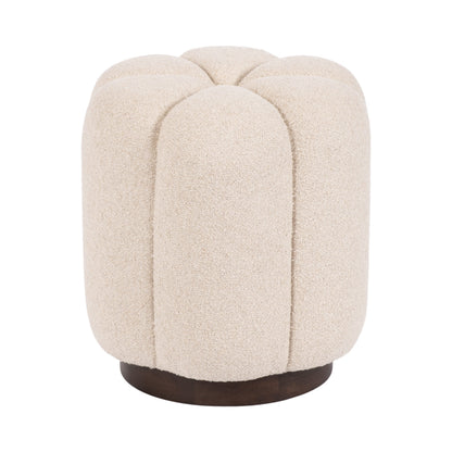 Lucida Round Tufted Ottoman Fabric and Wood