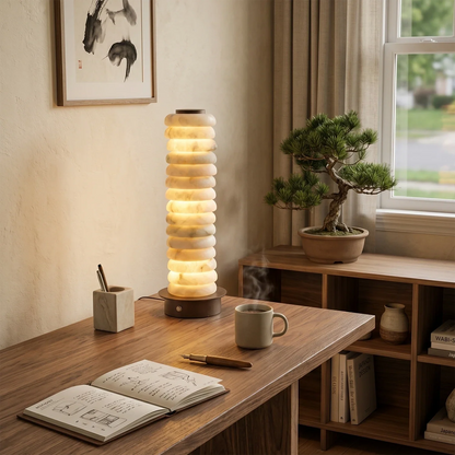 Multi-Tiered Alabaster Table Lamp