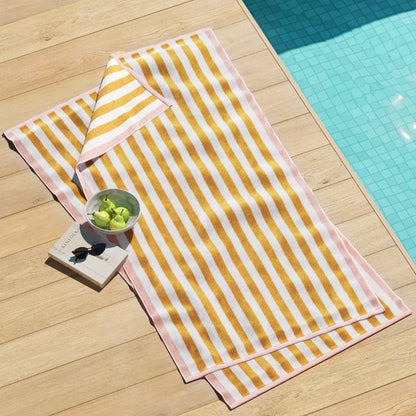 Oversized Striped Border Cabana Beach Towels - Santa Cruz.