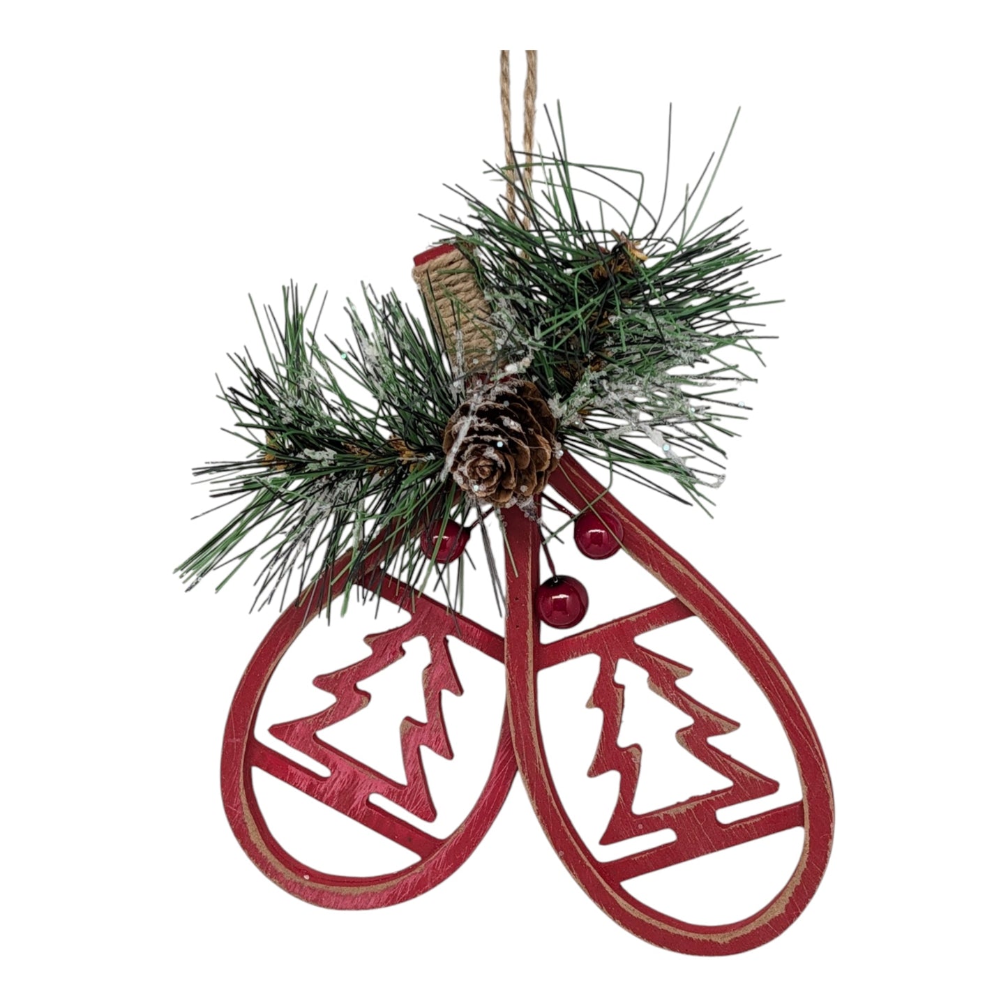 Wooden Snowshoe Floral Ornament -