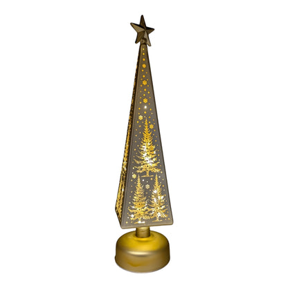 Etched Glass Tree with Star Topper LED Luminary