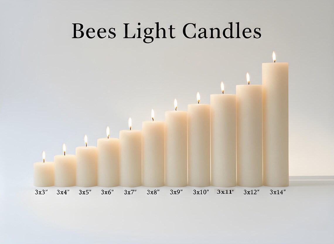 Candle Symphony 11 Piece White-Beeswax Pillar Set 3-Inch Diameter