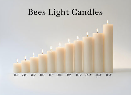 Candle Symphony 11 Piece White-Beeswax Pillar Set 3-Inch Diameter