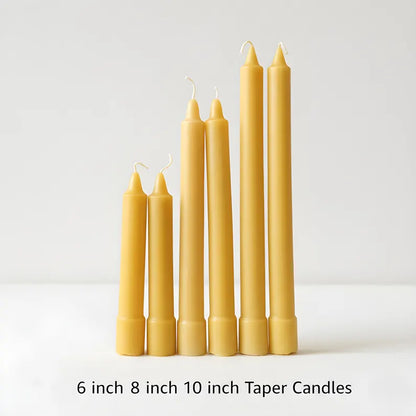 Colonial Beeswax Candle Sticks Straight Sided Set 6inch 8inch 10inch