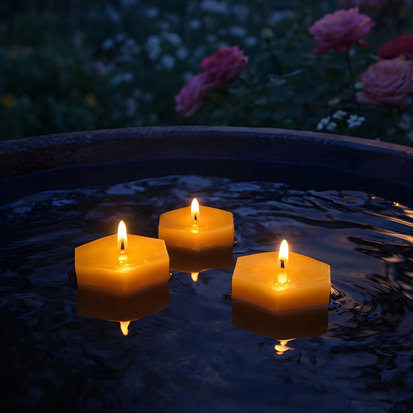 Floating Hexagon Beeswax Candle