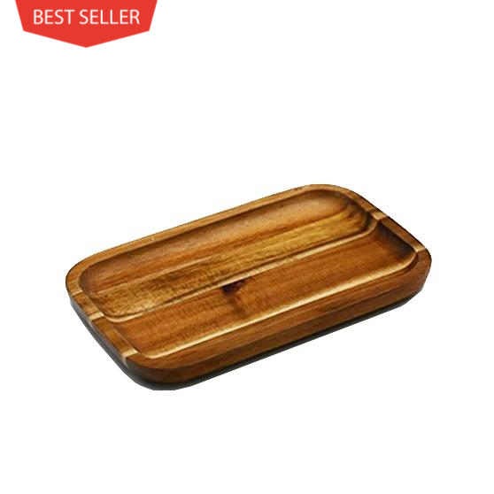 Zavis Green Acacia Wood Serving rectangle Stackable Tray / Dish 8" X 5" | Dishwasher Safe
