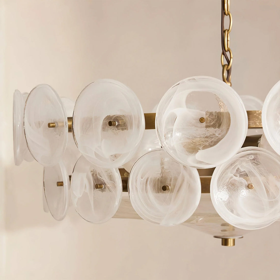 Italian Murano Style Glass Disc Chandelier