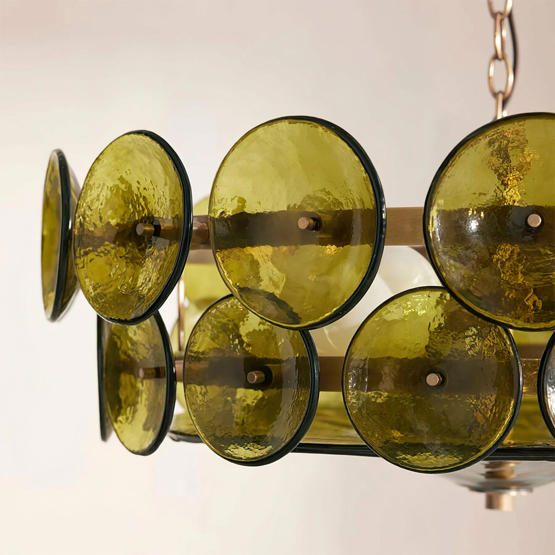 Italian Murano Style Glass Disc Chandelier