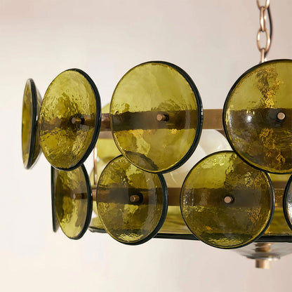 Italian Murano Style Glass Disc Chandelier
