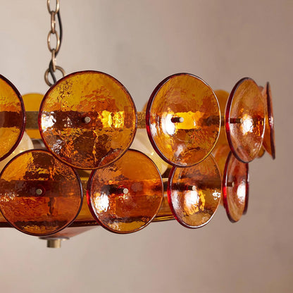Italian Murano Style Glass Disc Chandelier