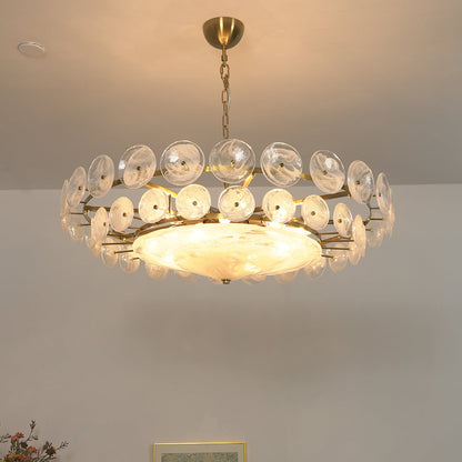 Italian Murano Style Glass Disc Chandelier