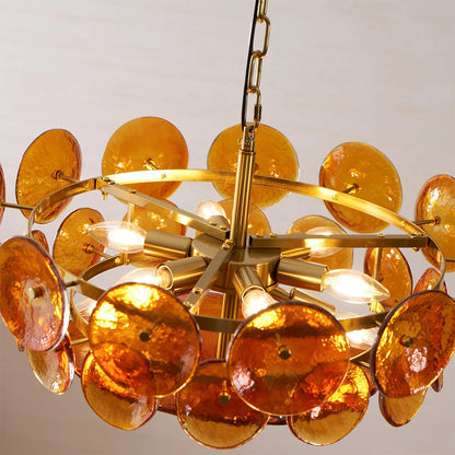 Italian Murano Style Glass Disc Chandelier