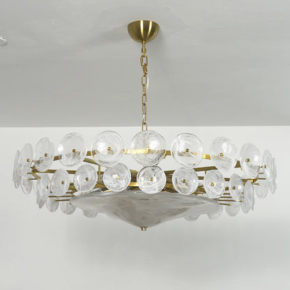 Italian Murano Style Glass Disc Chandelier