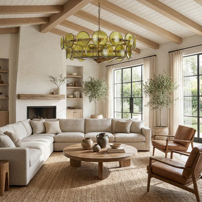 Italian Murano Style Glass Disc Chandelier