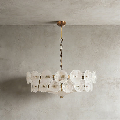 Italian Murano Style Glass Disc Chandelier