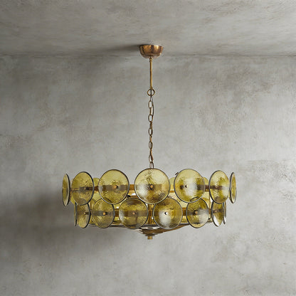 Italian Murano Style Glass Disc Chandelier
