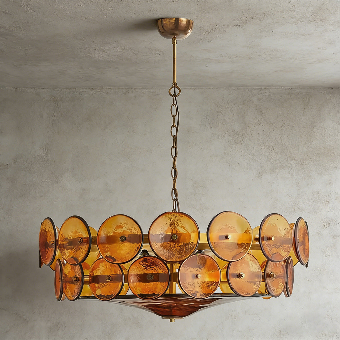 Italian Murano Style Glass Disc Chandelier