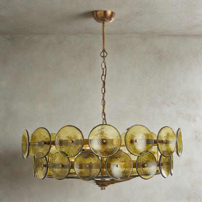Italian Murano Style Glass Disc Chandelier