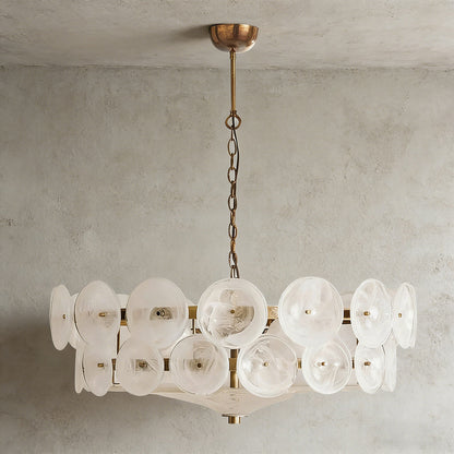 Italian Murano Style Glass Disc Chandelier