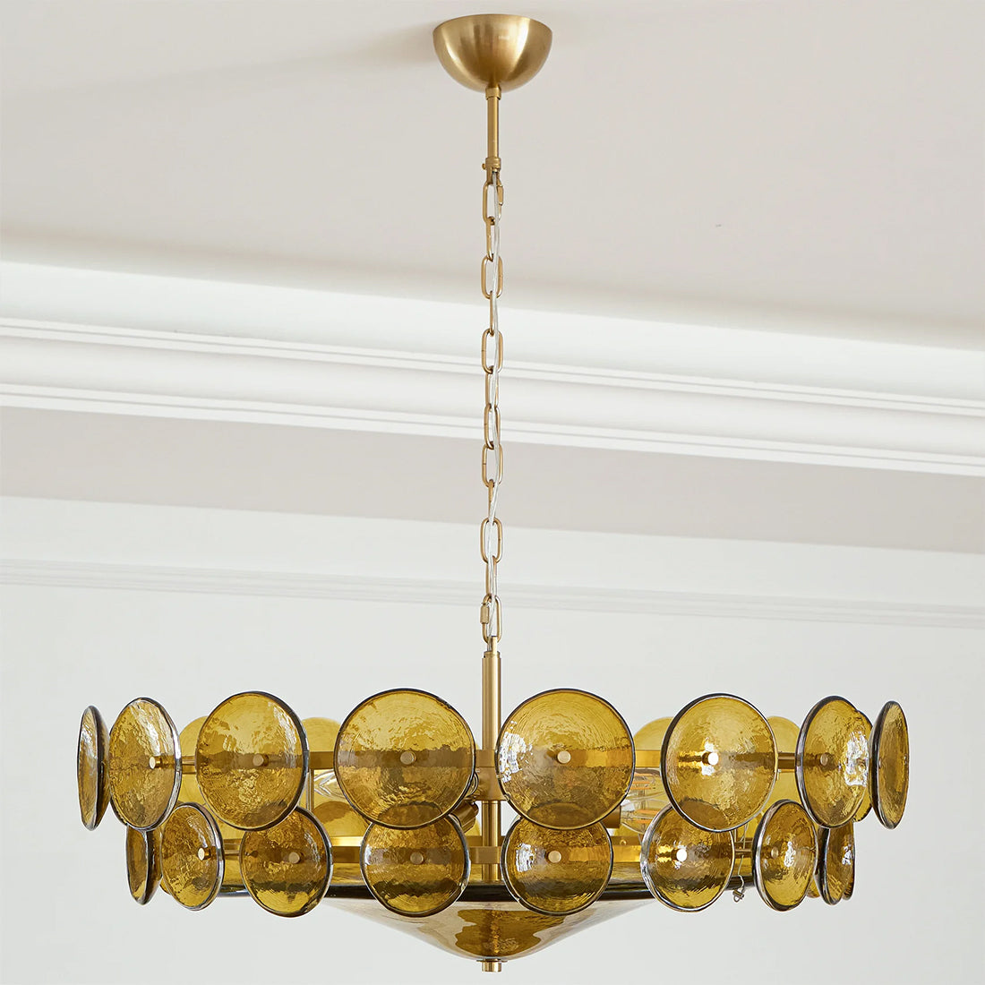 Italian Murano Style Glass Disc Chandelier