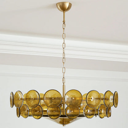 Italian Murano Style Glass Disc Chandelier