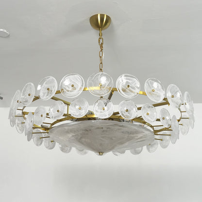 Italian Murano Style Glass Disc Chandelier