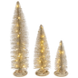 Lighted Holiday Bottle Brush Trees - Gold Set of 3