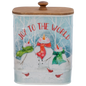 Snowman Canister with Wooden Lid -