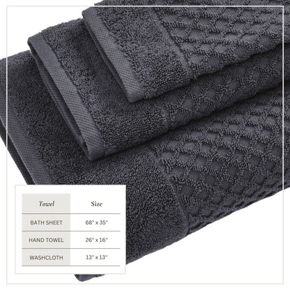 Cotton Diamond Waffle Weave Bath Towel Set - Grayson Collection