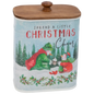 Snowman Canister with Wooden Lid -