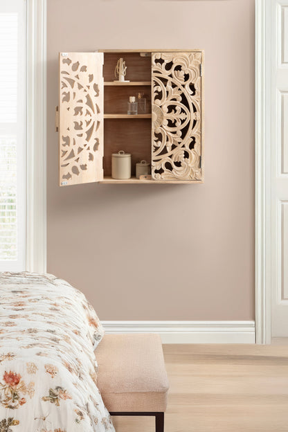 Saanvi Carved Wood Wall Cabinet
